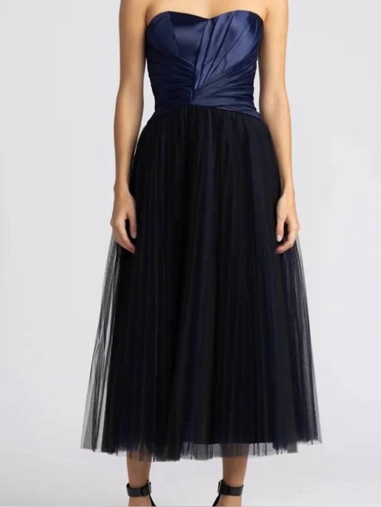 Zac Posen Dresses & Skirts - Zac Posen Navy and Black Strapless Tulle Midi Dress: NWOT
